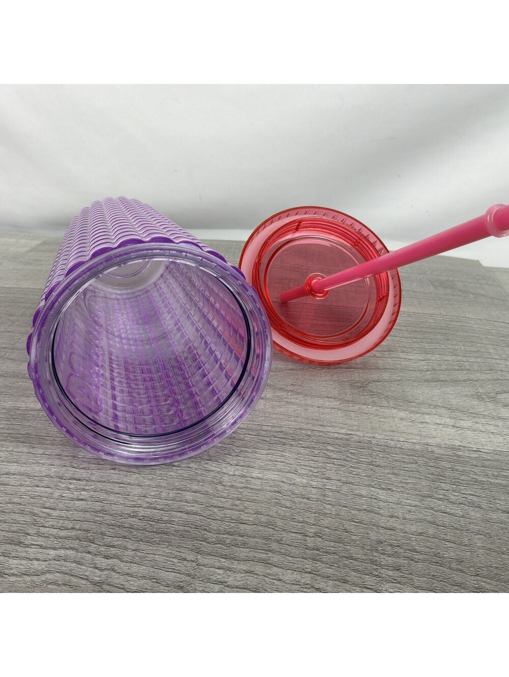 Dunkin' Pink Purple Grid Studded Acrylic Tumbler Cold Cup 24oz - Picture 8 of 9